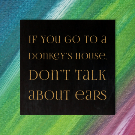 If you go to a donkey's house, don't talk about ears