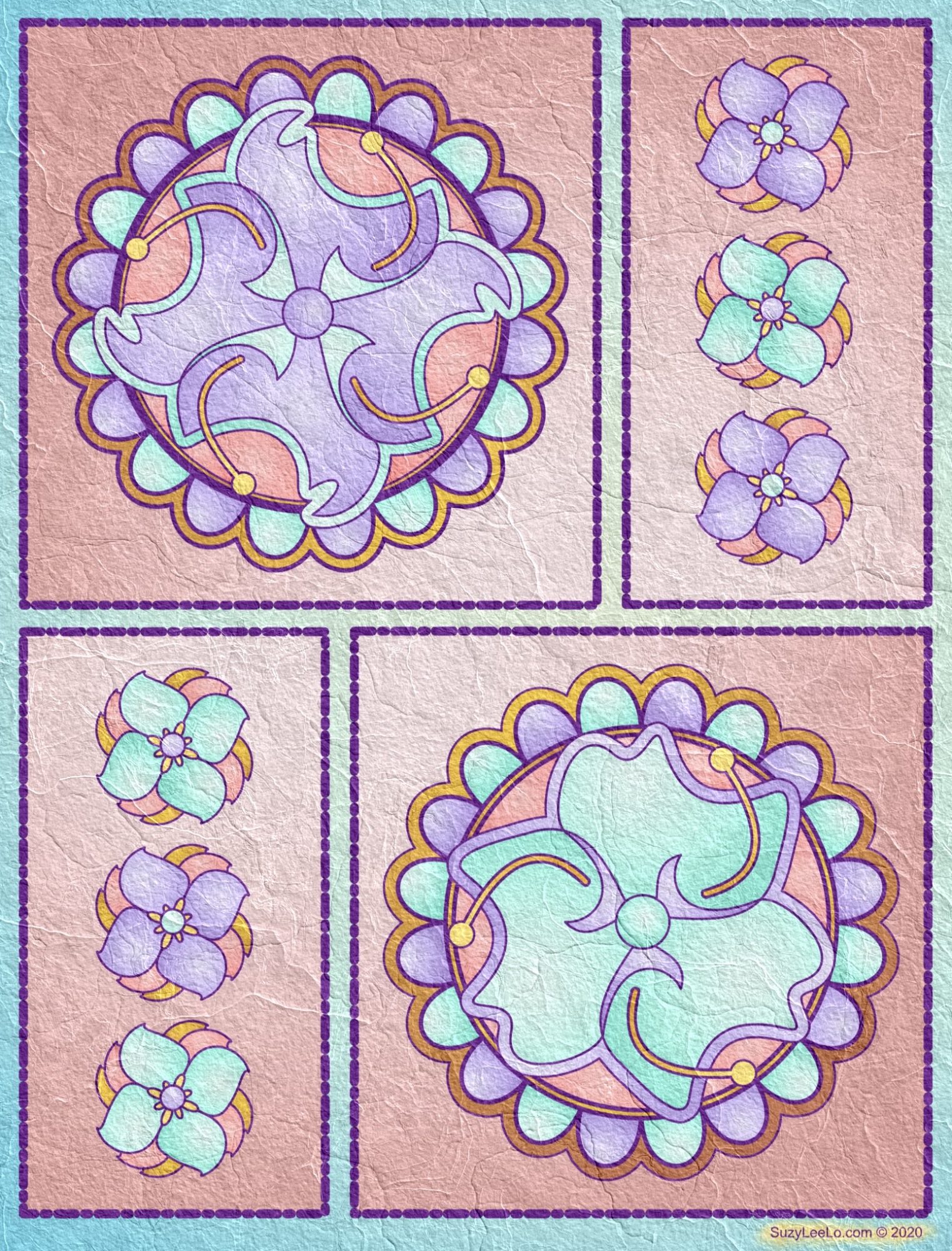 Collage Coloring from Floral Phrases: Coloring for mindfulness
