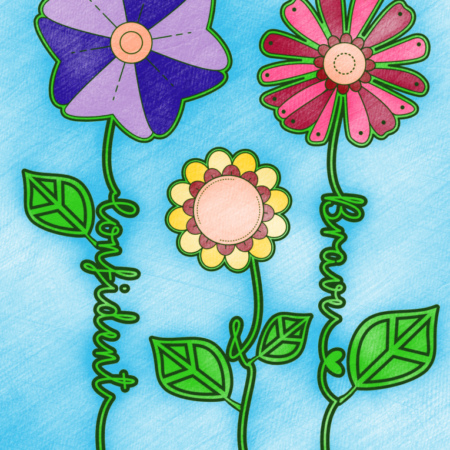 Confident & Brave printable coloring sheet 8.5"x11" or A4 instant download