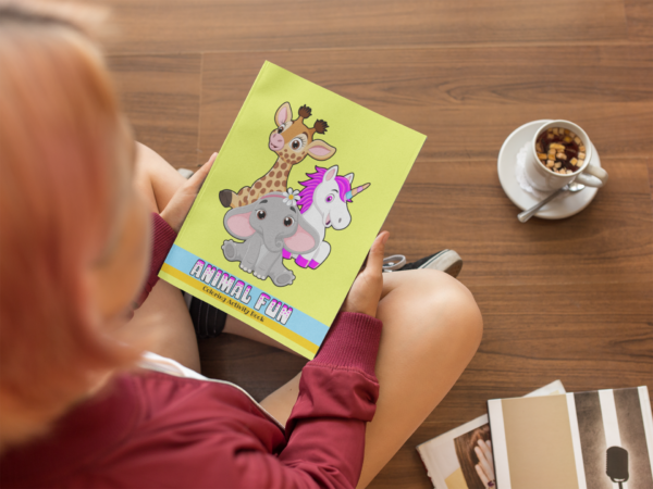 Animal Fun Kids Coloring Activity Book in your hands