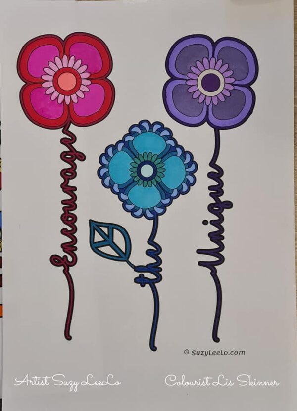 Floral Phrases: Coloring for Mindfulness - Printable Coloring Book - Image 5