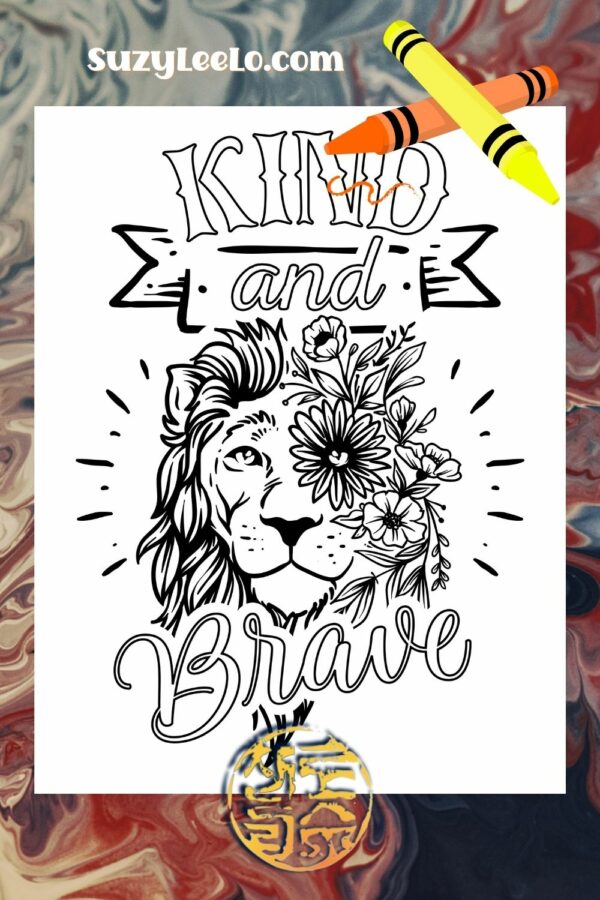 Kind and Brave Lion Coloring Sheet