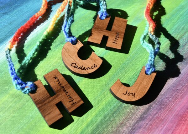 Initial Wooden Pendant Personalized with name or word engraved