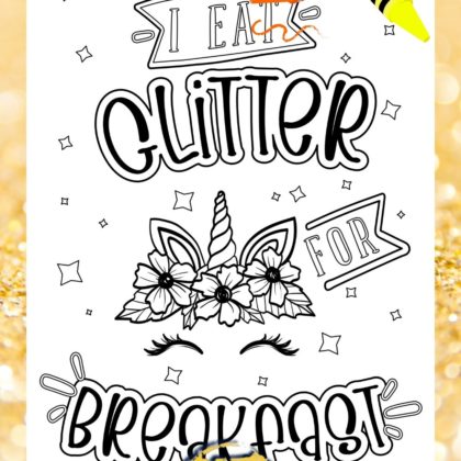 i eat glitter for breakfast unicorn Coloring Page SuzyLeeLo