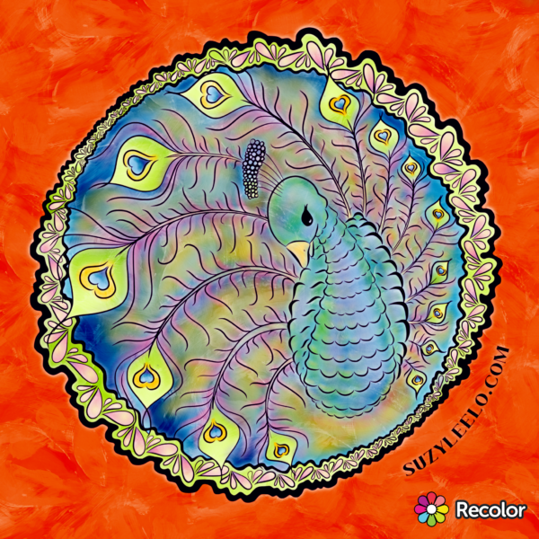 printable coloring page animal - Peacock