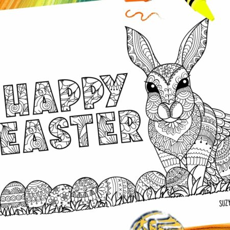 Happy Easter Coloring Page SuzyLeeLo