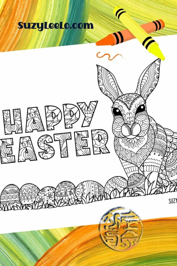 Happy Easter Bunny Coloring Page