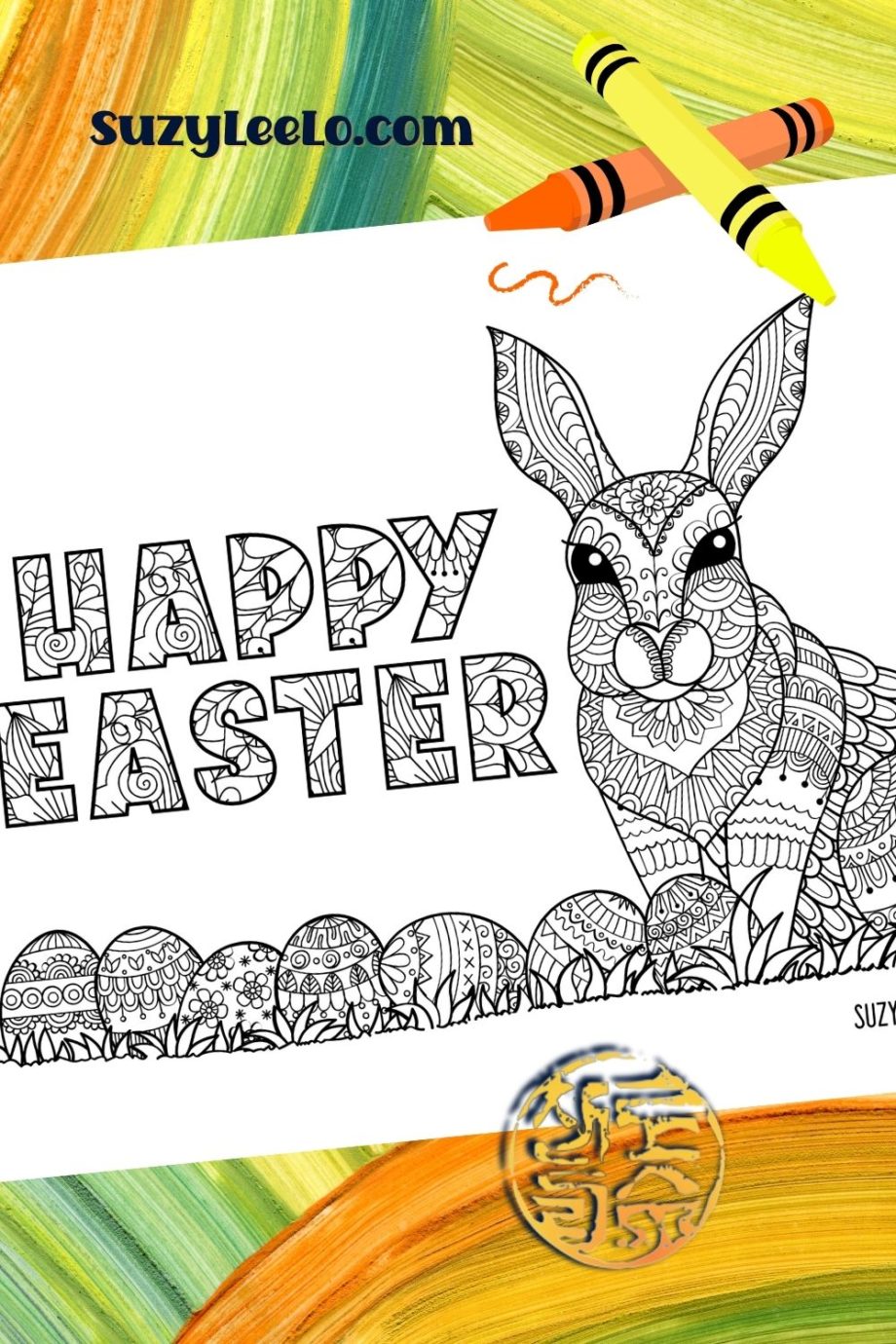 Happy Easter Coloring Page SuzyLeeLo