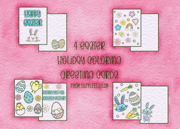 Easter Coloring Doodle Greeting Cards 2021