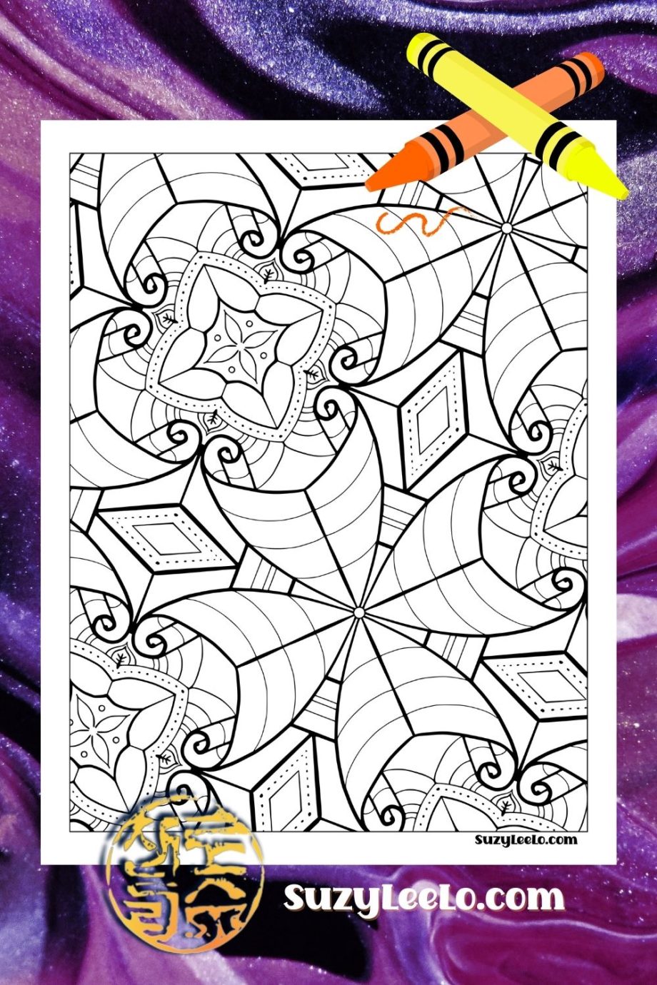 Pattern Clover Diamonds Coloring Page SuzyLeeLo