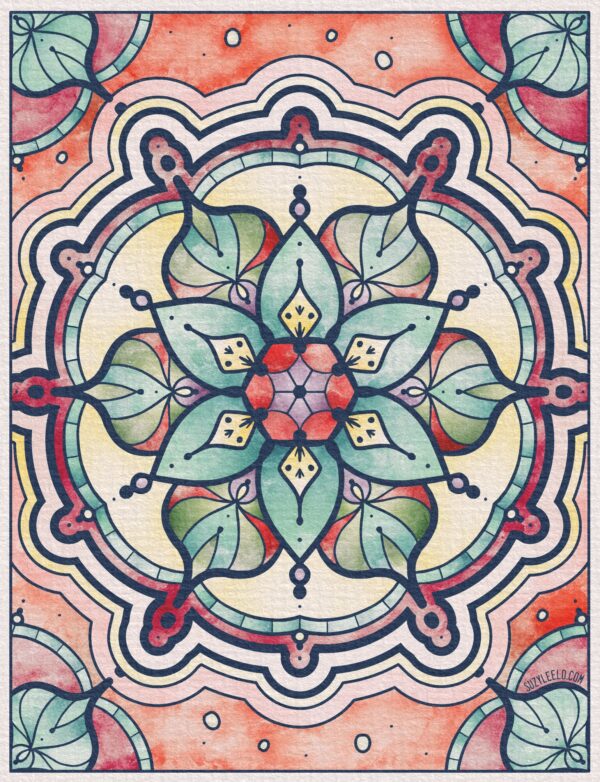 Clockwork Mandala Coloring Poster
