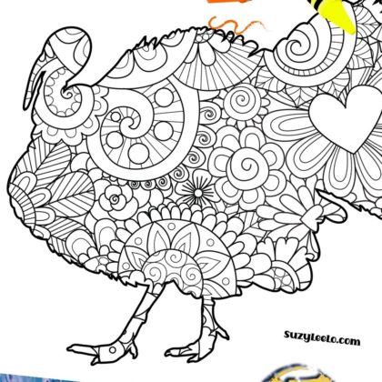 Detailed Turkey Coloring Page SuzyLeeLo
