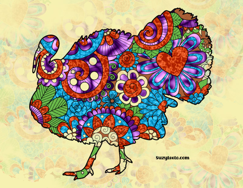 Detailed Turkey Adult Coloring Page
