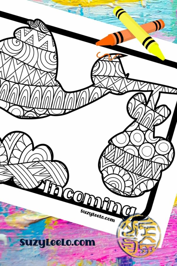 Stork newborn baby Coloring Page SuzyLeeLo