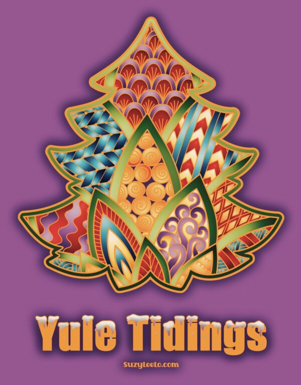 Yule Tidings Holiday Tree Coloring Page - Image 2