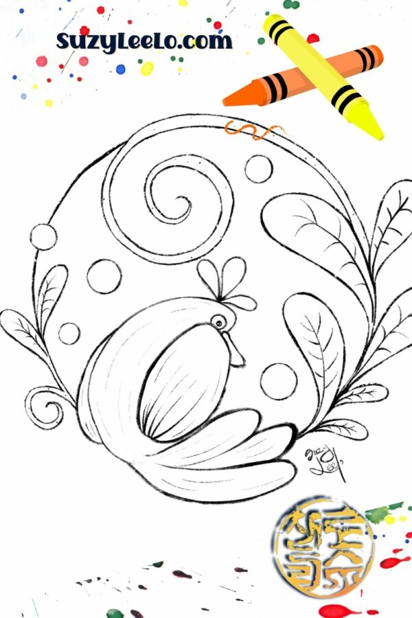 A Shy Birdie Coloring Page