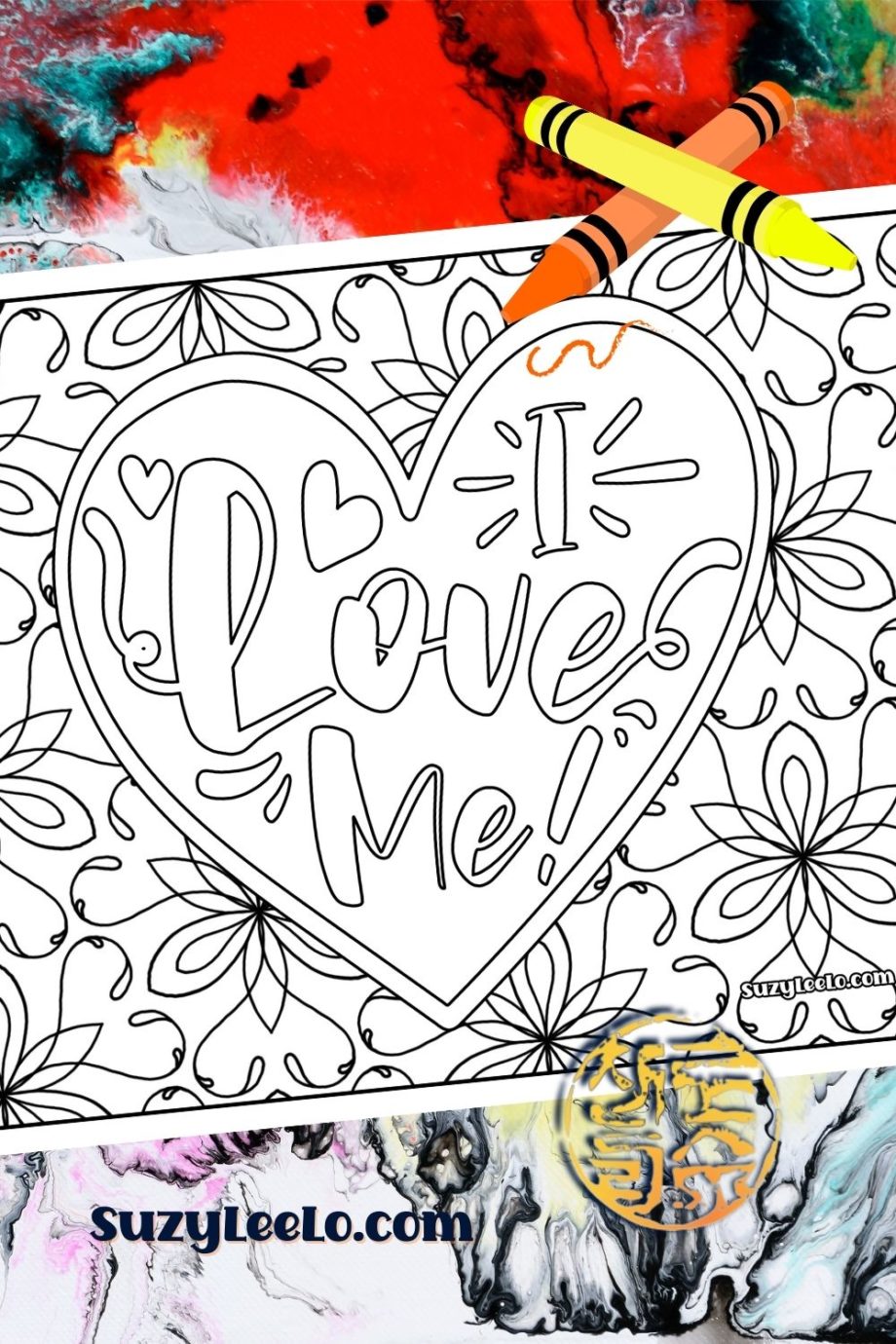 I Love Me Valentines Coloring Page SuzyLeeLo