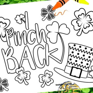 I Pinch Back St Patricks day Coloring Page SuzyLeeLo
