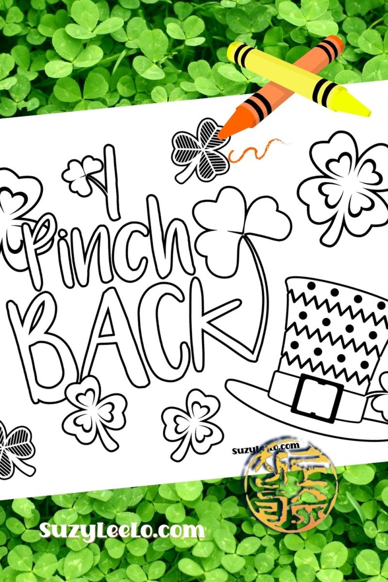 I Pinch Back St Patricks day Coloring Page SuzyLeeLo