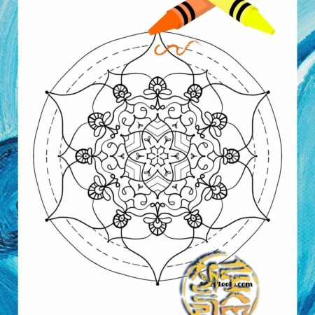 Round Mandala Illustration Coloring Page SuzyLeeLo