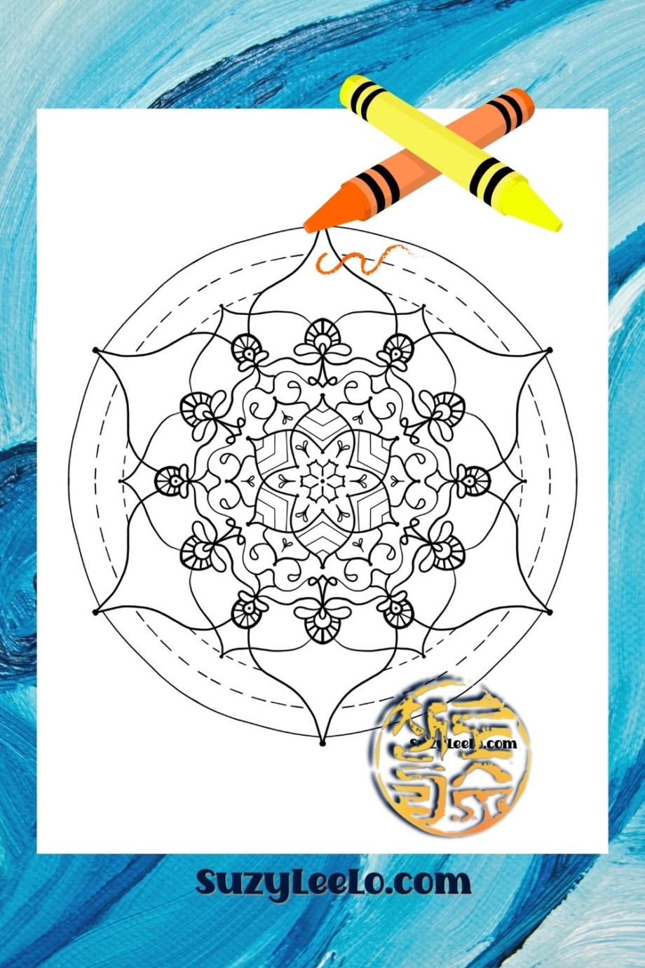 Round Mandala Illustration Coloring Page SuzyLeeLo