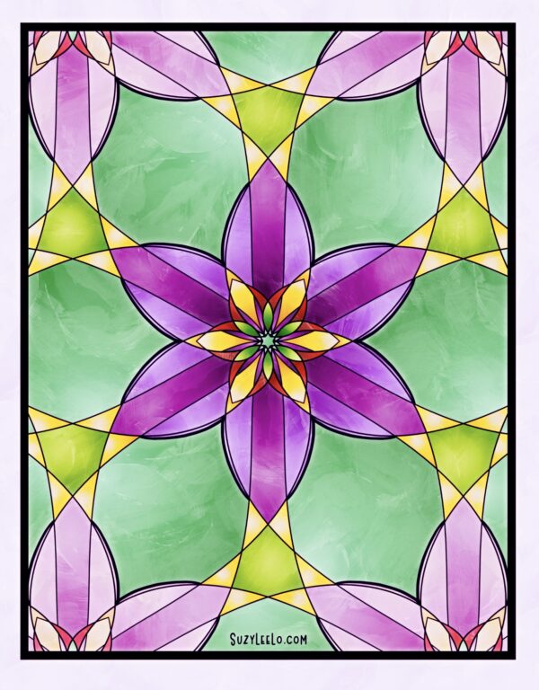 stained glass flower coloring page by SuzyLeeLo