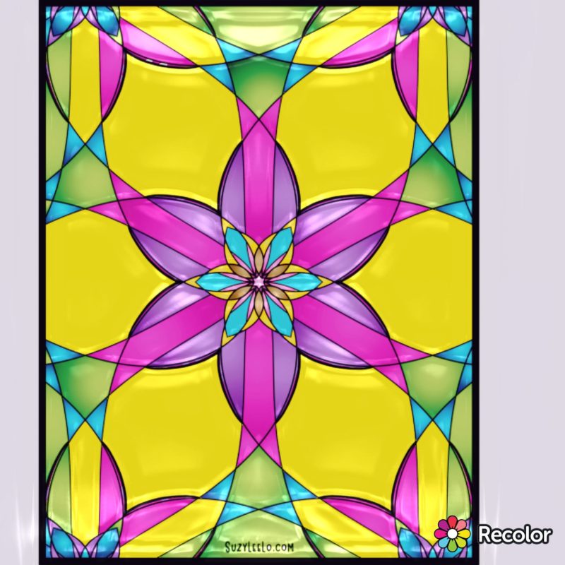Stained Glass Blossom coloring page colored by Debbie in ReColor App