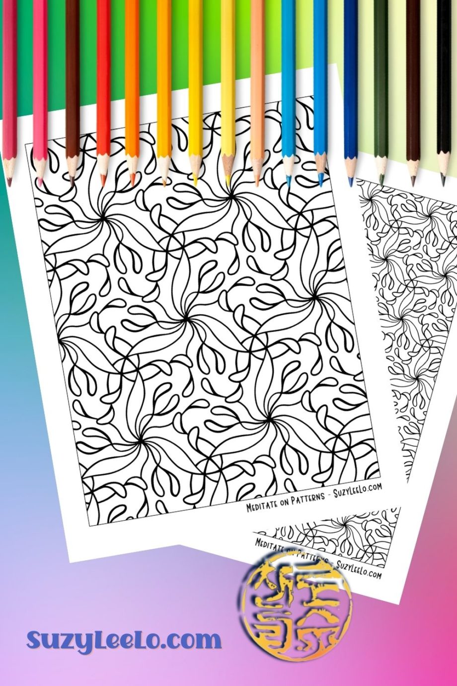 Trippy Organic Pattern Coloring Page SuzyLeeLo