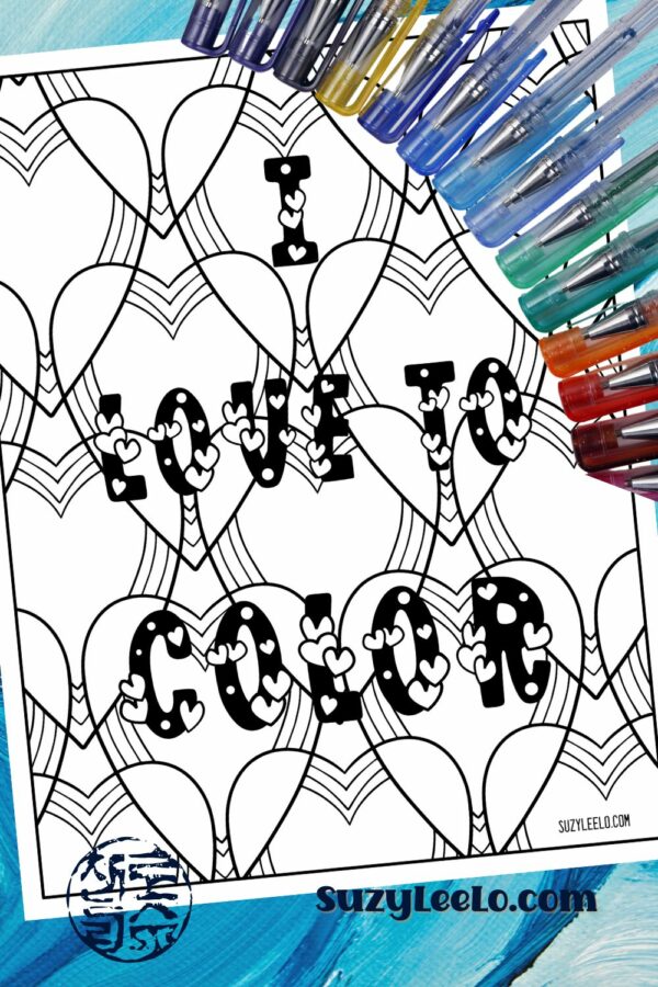 Love to color hearts Coloring Page from SuzyLeeLo