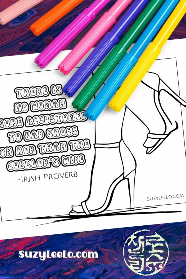 The cobbler's wife - Irish Proverb Coloring Page