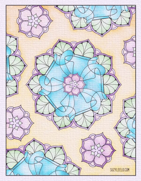 Mandala collage coloring page sample