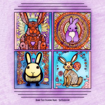 Bunny Tiles 02 Coloring Page by SuzyLeeLo