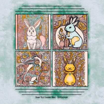 Bunny Tiles 03 Coloring Page by SuzyLeeLo