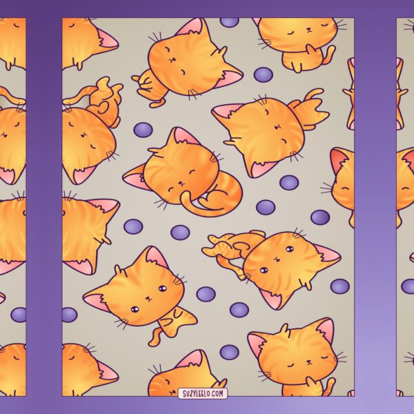 Cute Kittens & Polka Dots Coloring Page