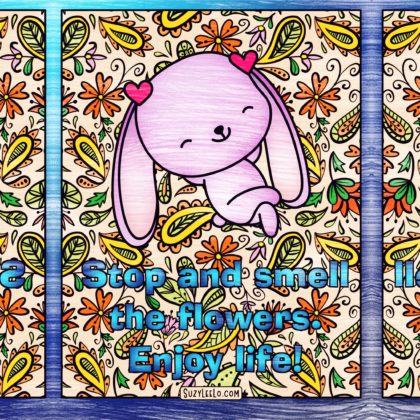 stop and smell the flowers - Bunny Coloring Page by Suzy LeeLo