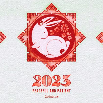 year of the rabbit 2023 peaceful and patient - Coloring page from Suzy LeeLo