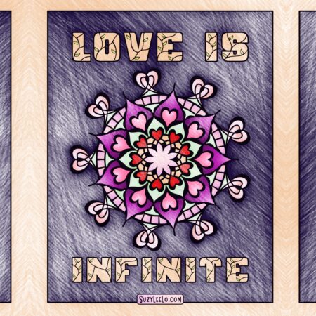 Love is Infinite - Mandala Hearts Flower- colored by Suzy LeeLo