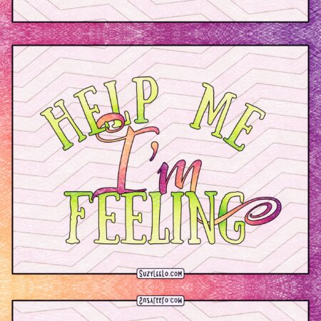 Help Me Im feeling Coloring Page with zigzags colored by Suzy LeeLo