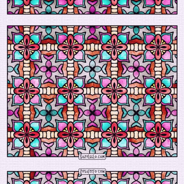 Geometric Floral Pattern Coloring Page