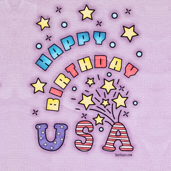 Happy Birthday USA - Coloring Page