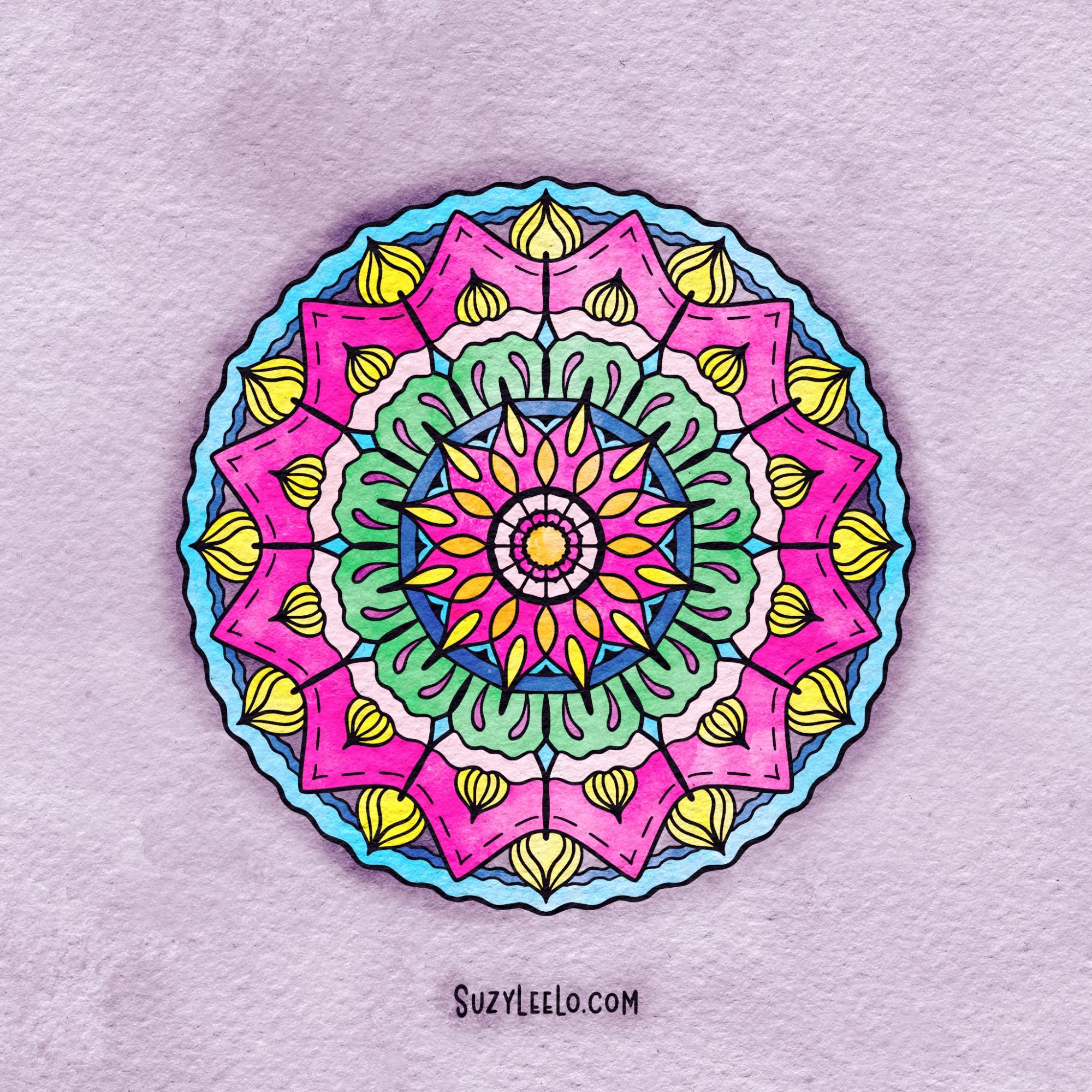 Simple Mandala Coloring Page by Suzy LeeLo.