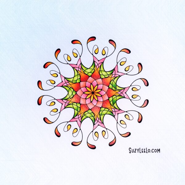 Organic Flower Mandala Coloring Page colored by Suzy LeeLo