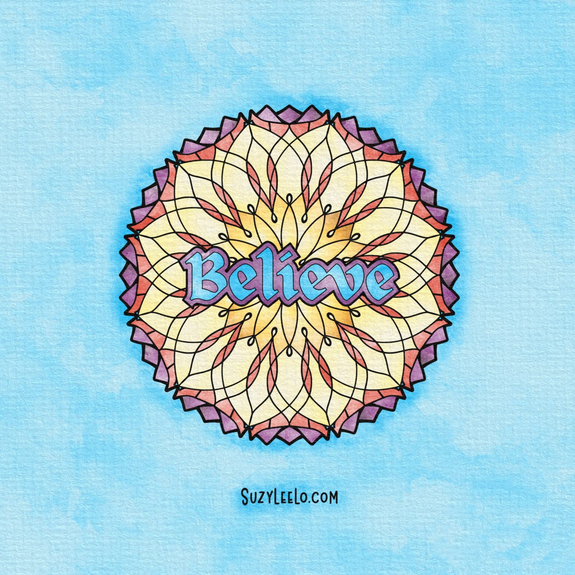 Believe Mandala Coloring Page Colored by Suzy LeeLo