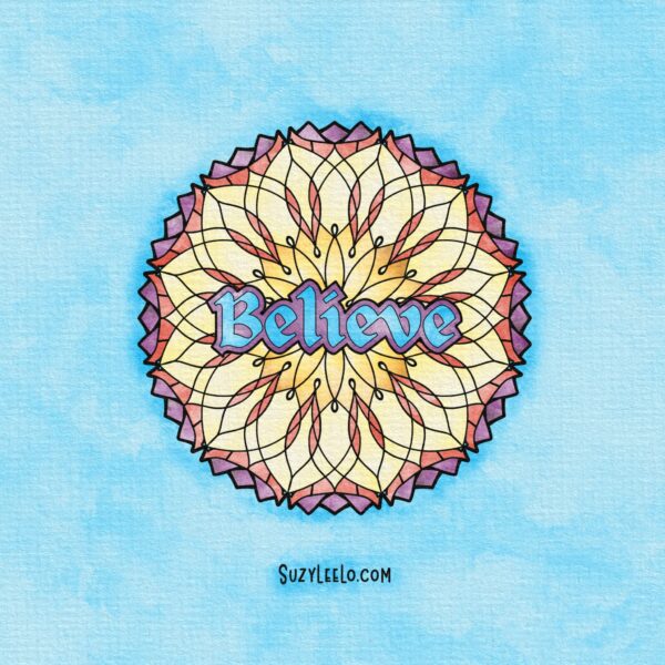 Believe Mandala Coloring Page Colored by Suzy LeeLo