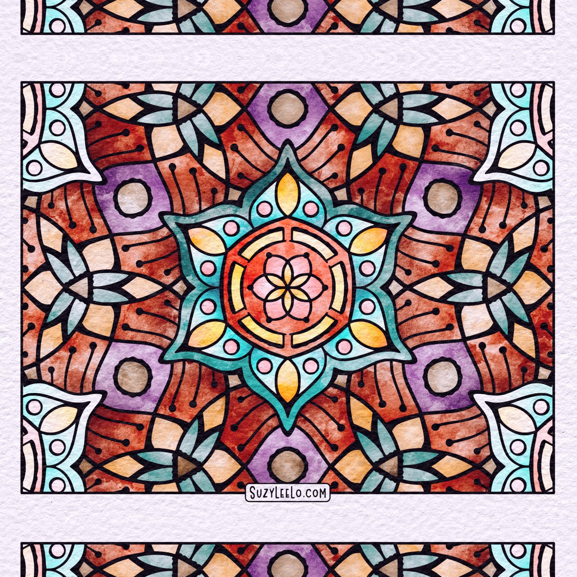 geometric mandala pattern coloring page by Suzy LeeLo
