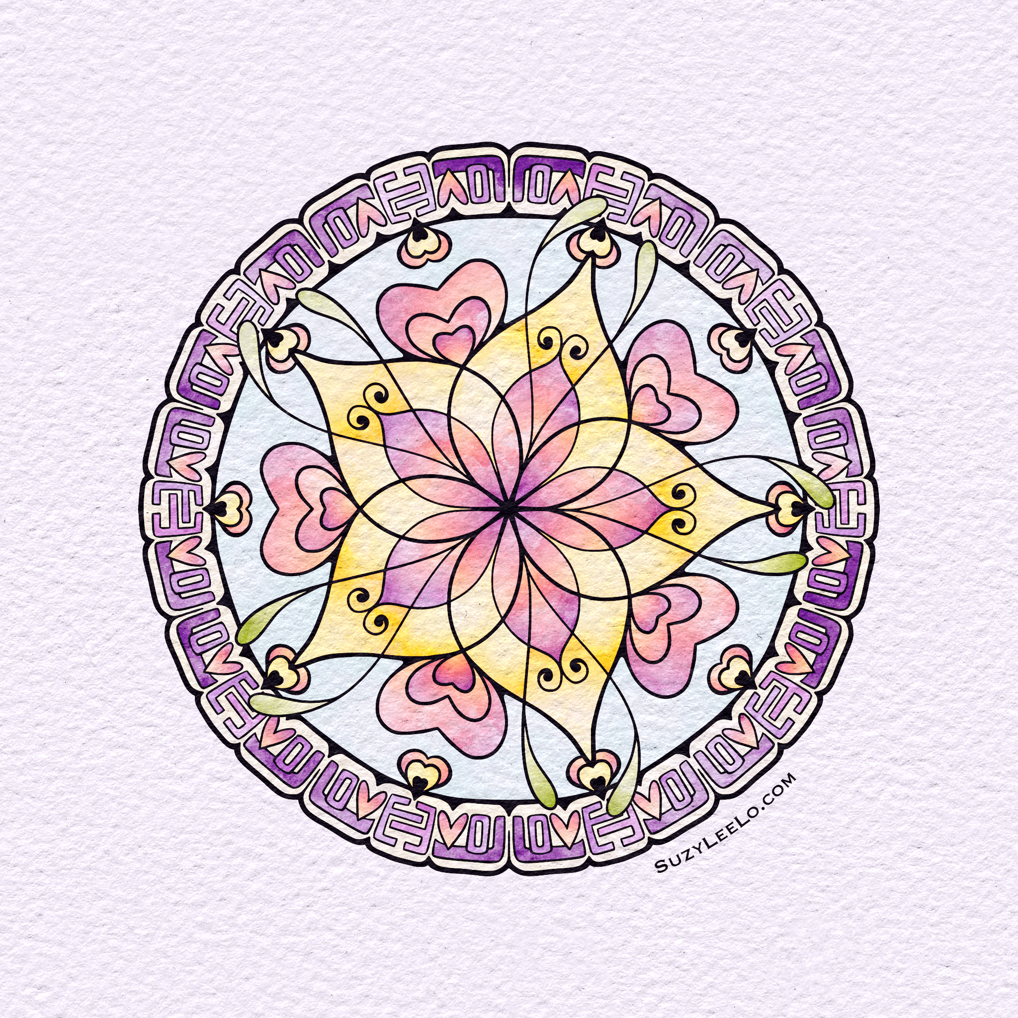Hearts Flower Valentine’s Day Coloring Page