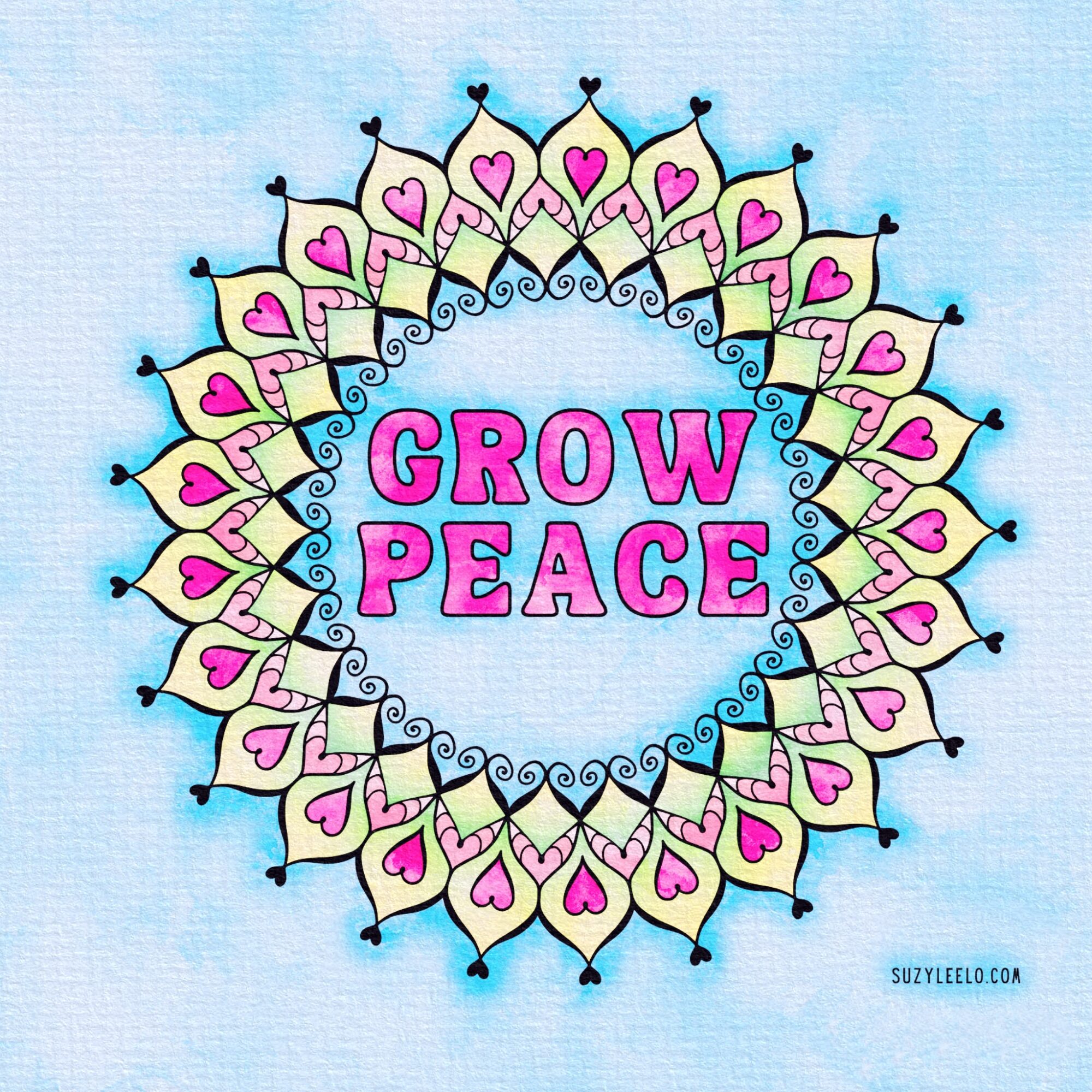 Grow Peace Mandala Coloring Page