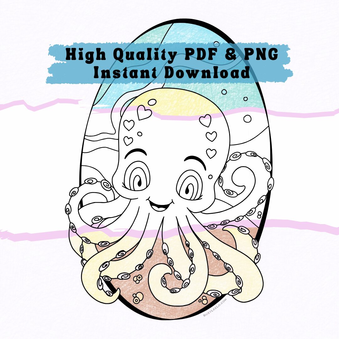 ocean printable coloring page - cute octopus